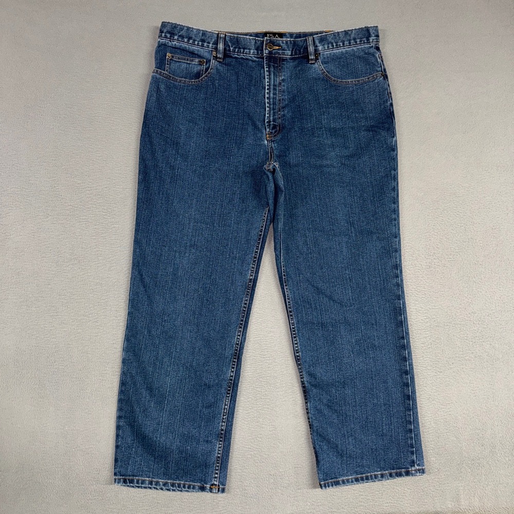 Jos. A. Bank Jeans Mens 40x30 Blue Traveler Straight Leg Dark Wash Denim Cotton